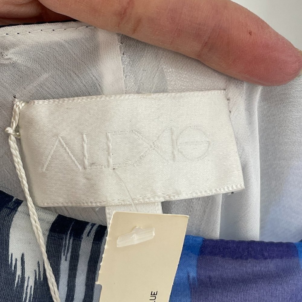 NWT Alexis Tula Yoda Silk Blue Abstract Print Halter Maxi Dress with Train Small - Picture 7 of 11